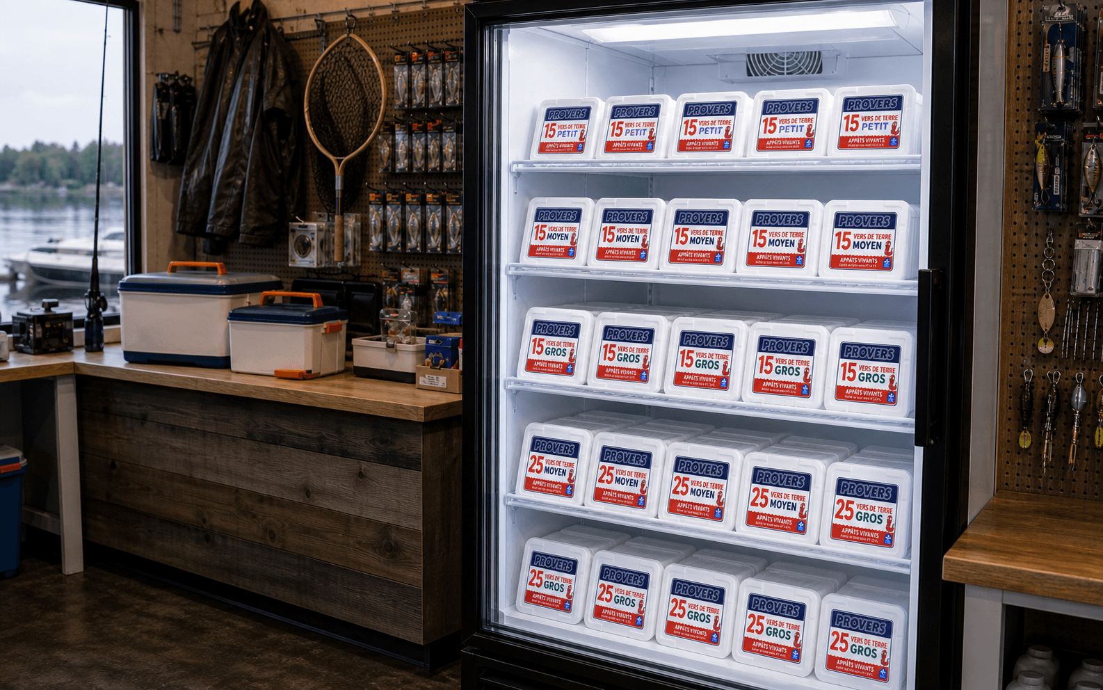 Frigo de commerce avec contenants Provers fermés